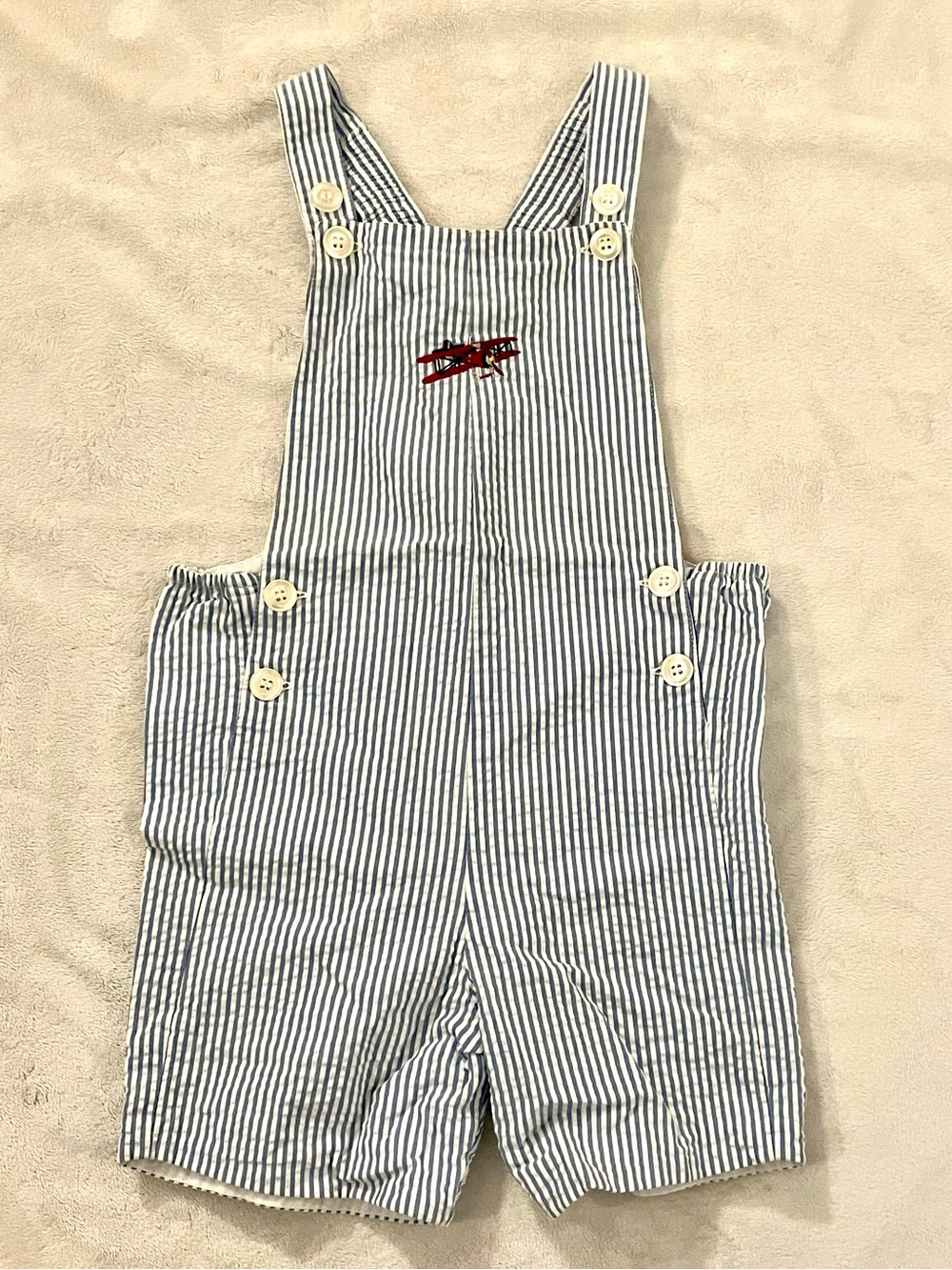 Thomas Brown Trotters London British Striped Airplane Romper Shortalls 18-24M